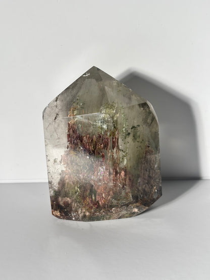 Large Collector’s Grade Bicolor Epidote x Green Amphibole Quartz Tower, Zambia