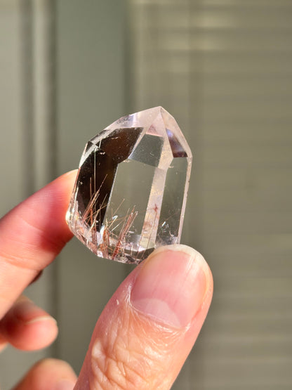 High Quality Pink Lodalite With Red Rutile Tower, Brazil