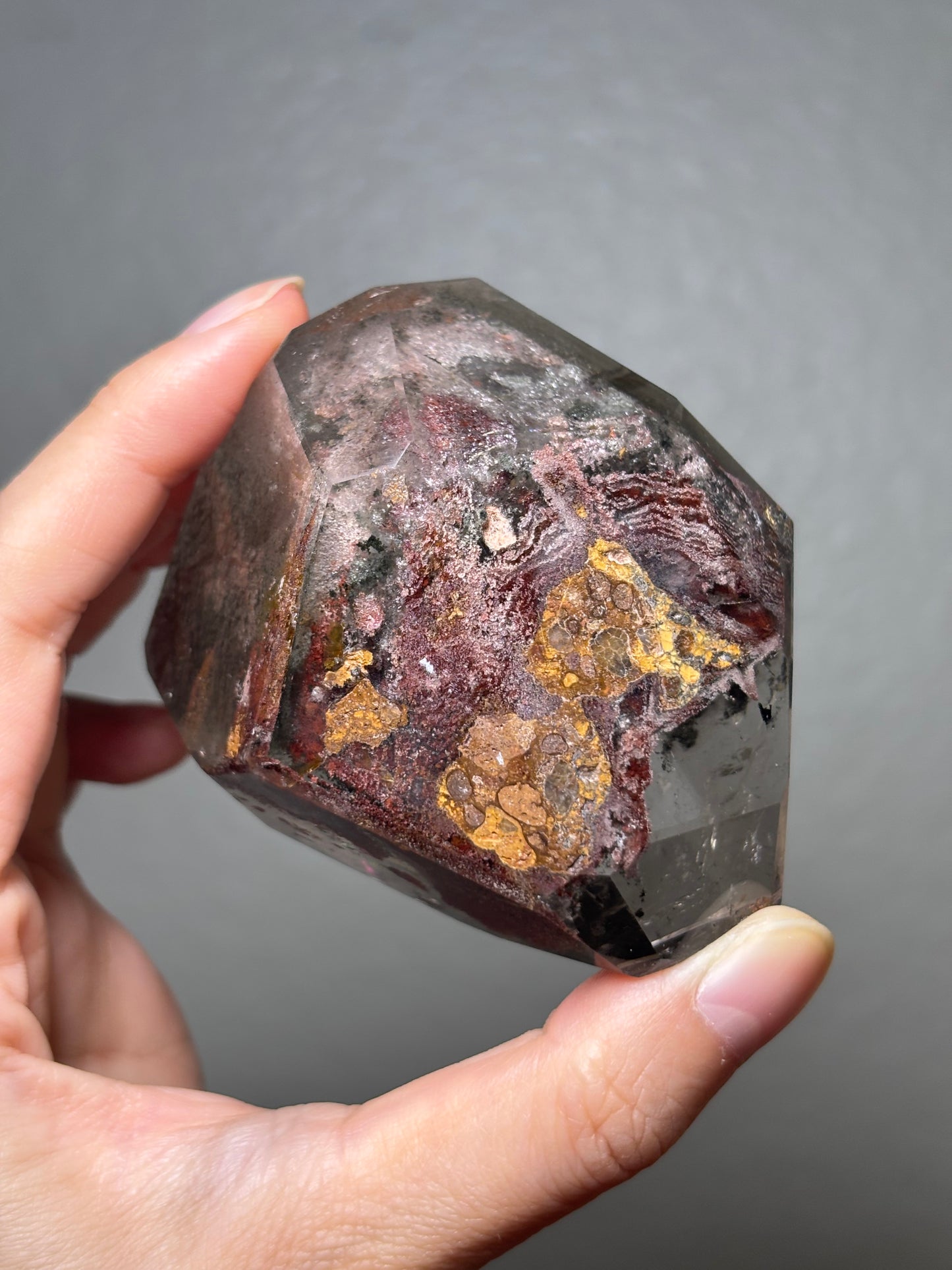 Large Colorful Garden Quartz Freeform With Rainbow, Zambia