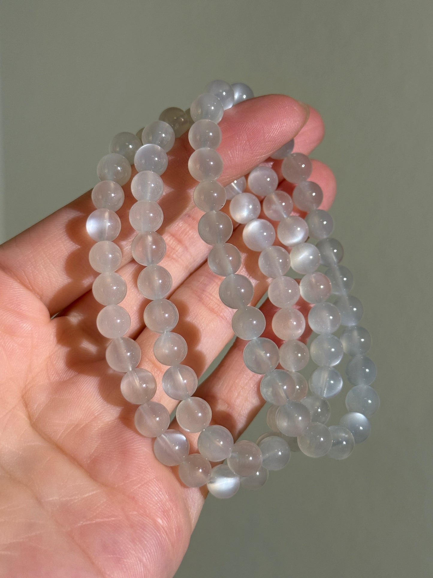 Grey Moonstone Bracelets, 7mm
