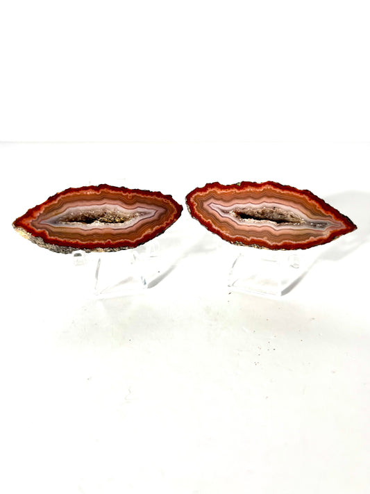 High Quality Druzy Zhanguo Agate Pair, China