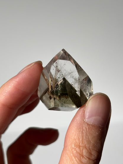 High Quality Golden Starburst Rutile on Green Phantom Chlorite Freeform, Brazil