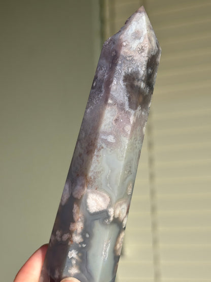 Moody Blue Flower Agate Tower, Madagascar