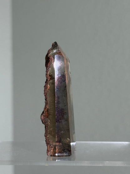 Rare Pink Lodalite in Smoky Quartz Tower, Brazil