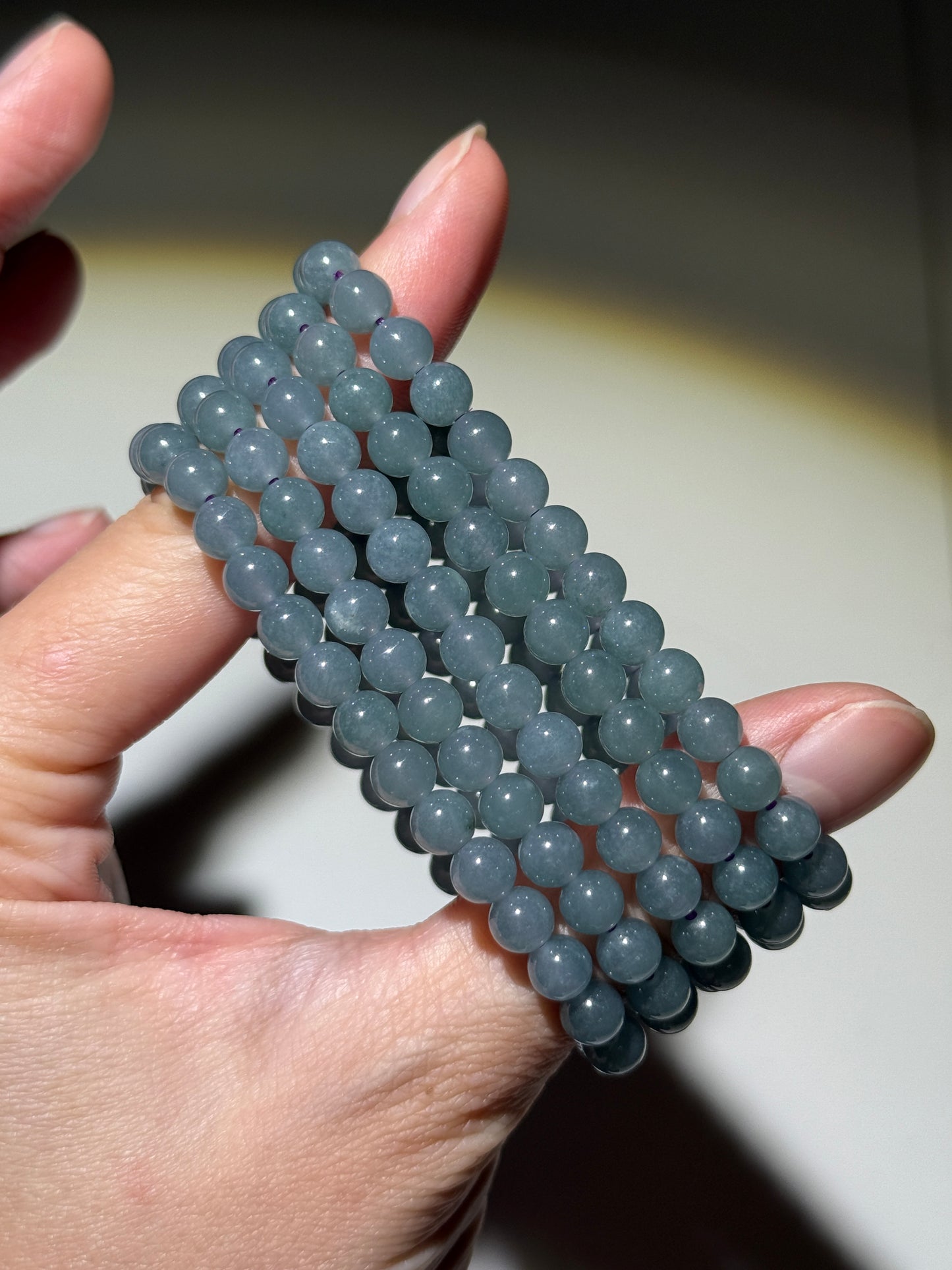 Blue Water Jade Bracelets, 6mm