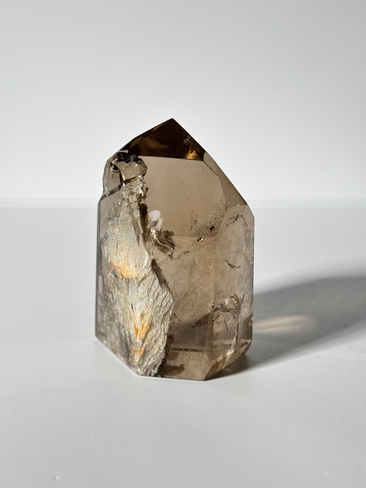 High Quality White Phantom Lodalite & Manifestation Quartz In Smoky Quartz Tower, Brazil