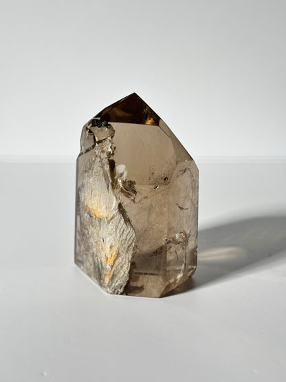 High Quality White Phantom Lodalite & Manifestation Quartz In Smoky Quartz Tower, Brazil