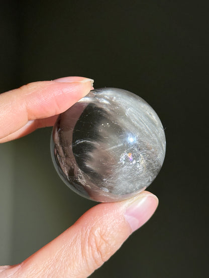 Rare Collector's Grade Gray Amphibole Quartz Sphere, Brazil