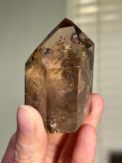 High Quality White Phantom Lodalite & Manifestation Quartz In Smoky Quartz Tower, Brazil