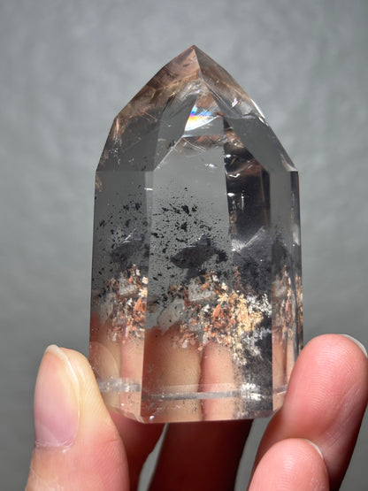 High Quality Water Clear Black Phantom Graphite in Quartz Tower, Brazil