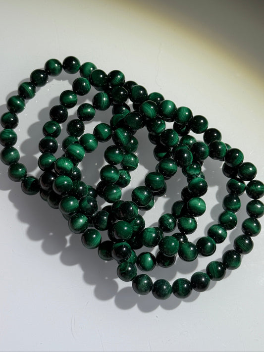 Chatoyant Malachite Bracelets, 8.5mm