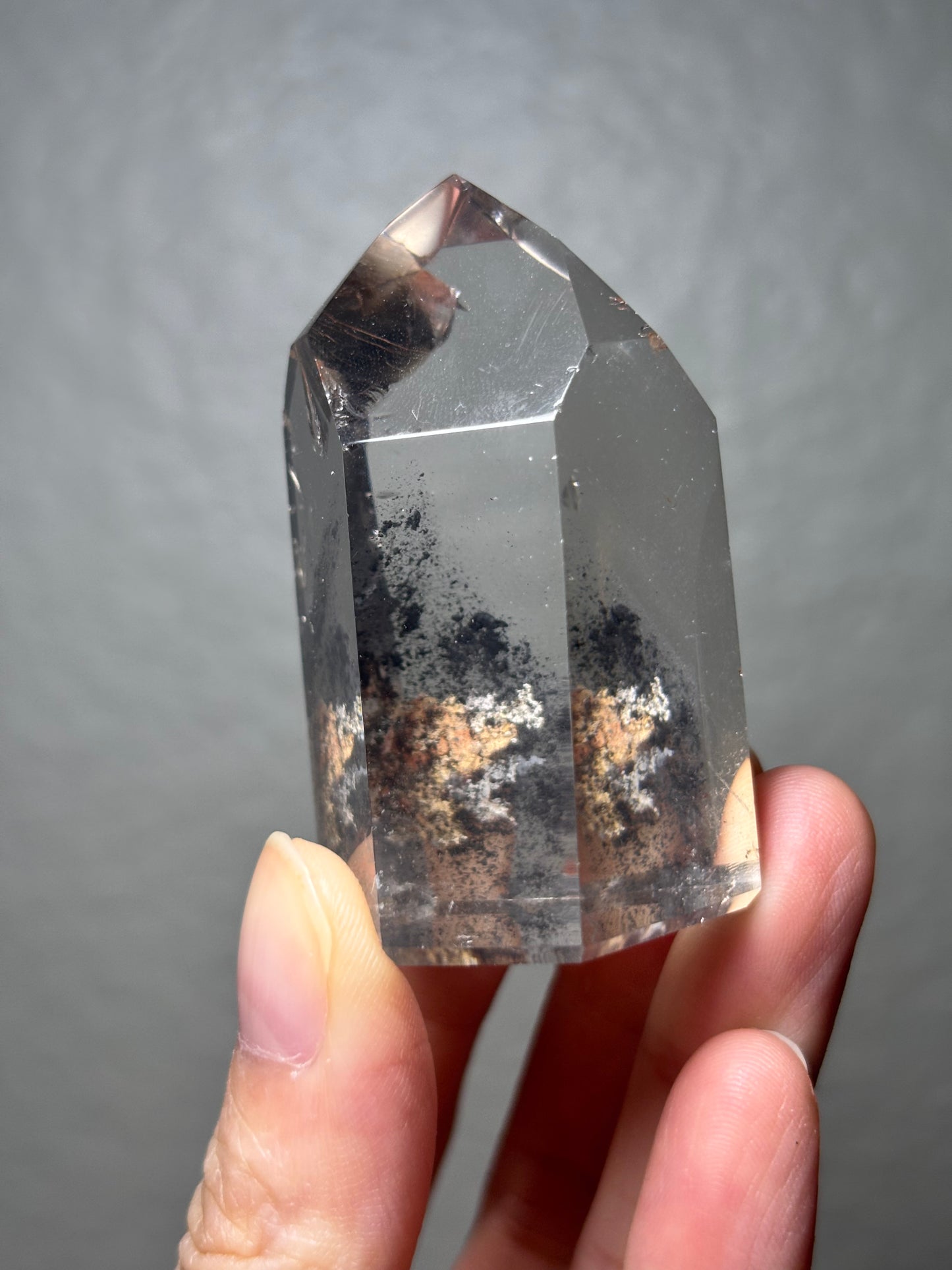 High Quality Water Clear Black Phantom Graphite in Quartz Tower, Brazil