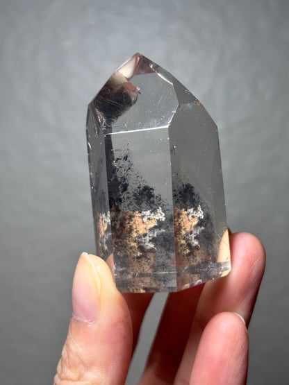 High Quality Water Clear Black Phantom Graphite in Quartz Tower, Brazil