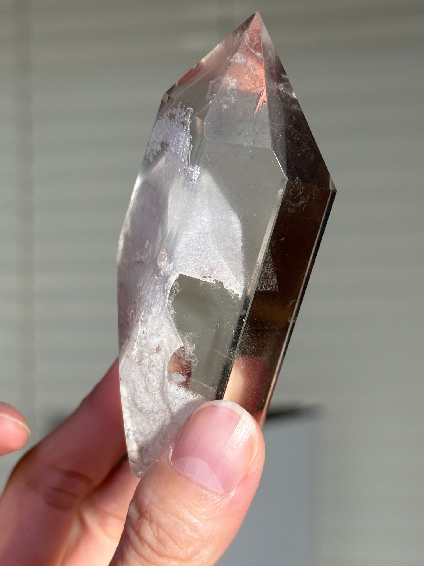 Large Chunky White Phantom Lodalite Tower With Manifestation Quartz, Brazil