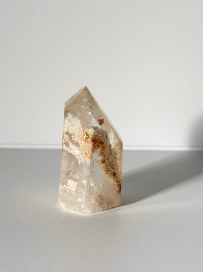 Cream Lodalite Quartz Tower With Penetrator, Brazil