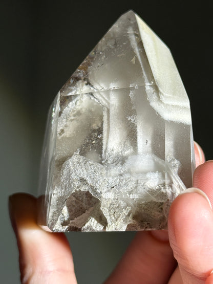 Large Chunky White Phantom Lodolite in Quartz Tower, Brazil