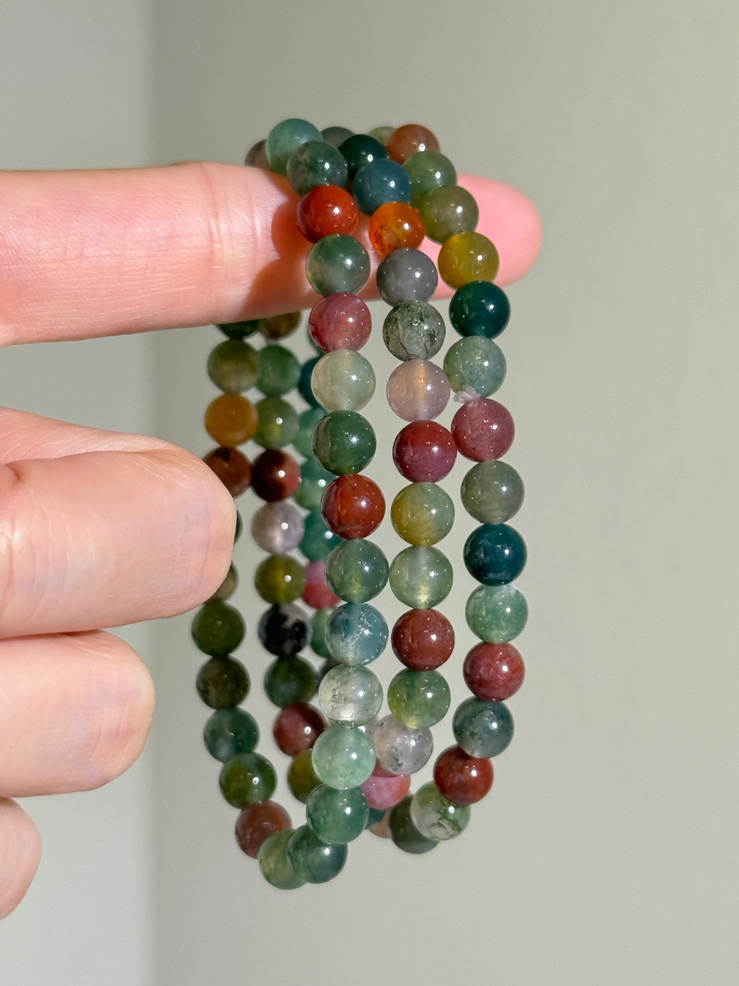 Colorful Moss Agate Bracelets, 7mm