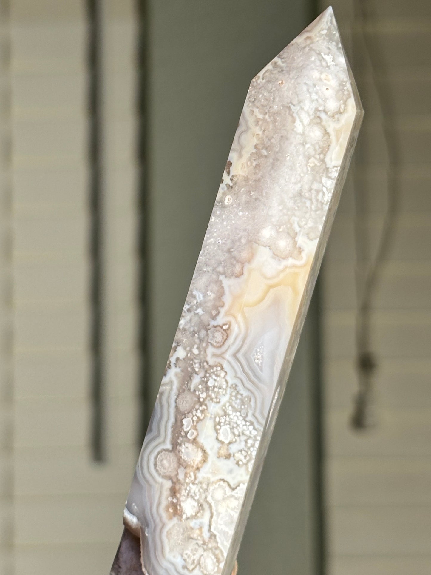 High Quality Unique Cream Beige Flower Agate Tower, Madagascar