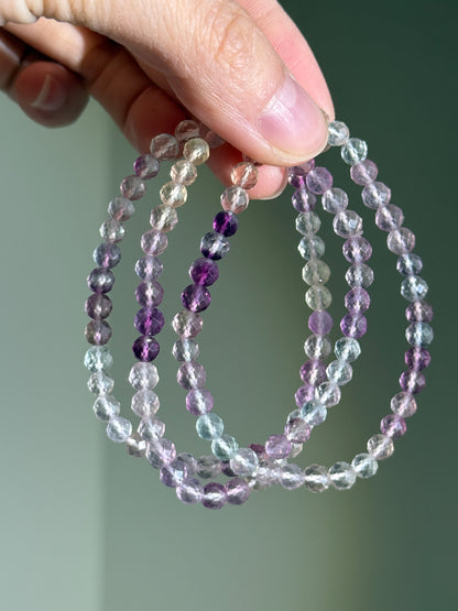 Faceted Fluorite Bracelets, 5mm
