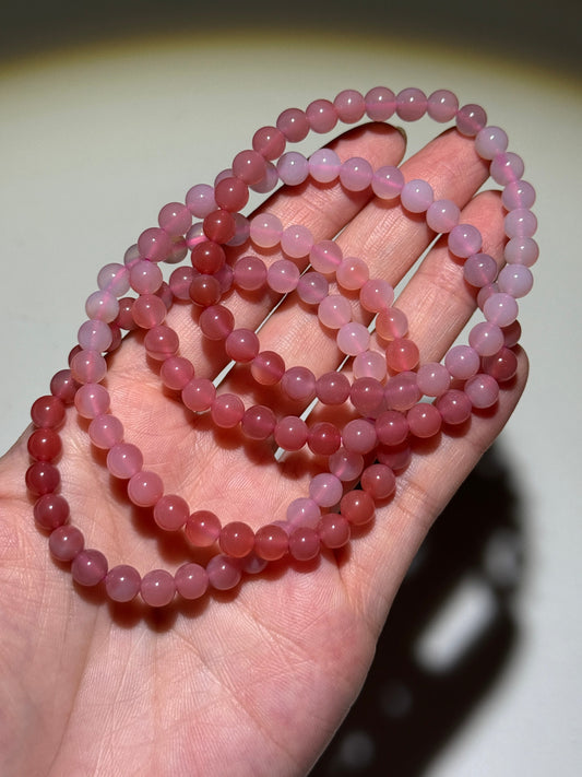 Gradient Pink Agate Bracelets, 7mm