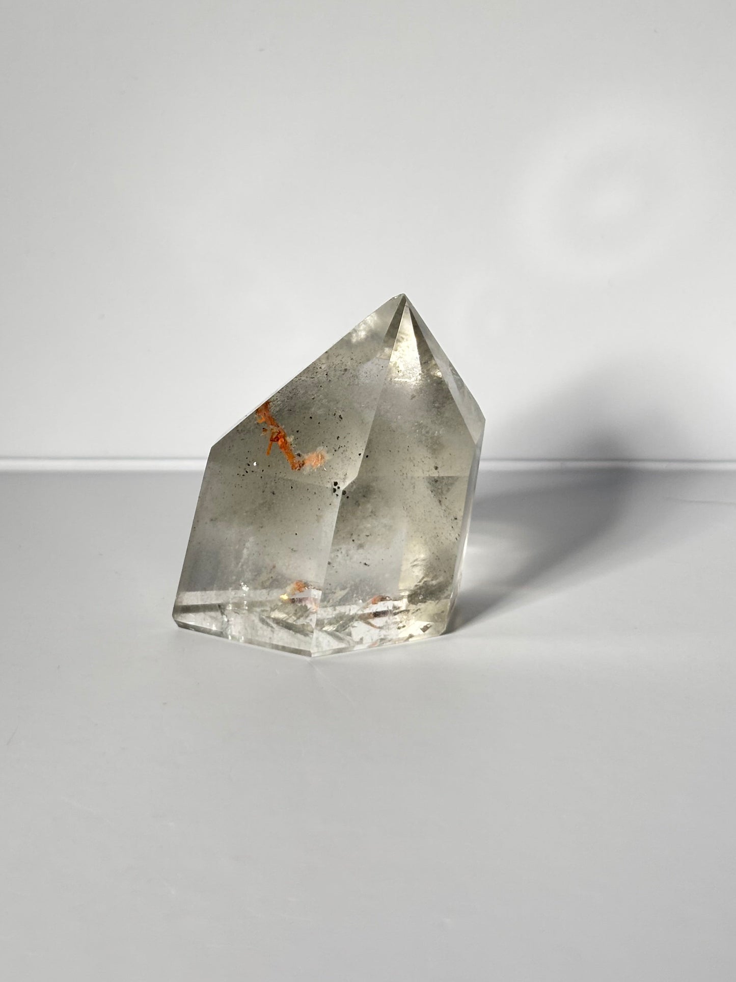 Rare Funky Grey Phantom Quartz Tower With Penetrator, Brazil