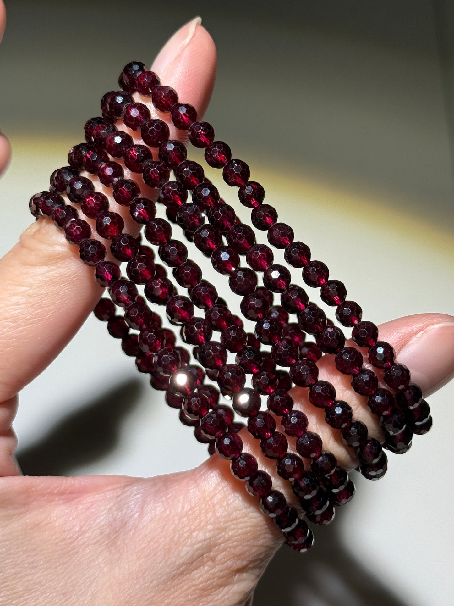 Faceted Garnet Bracelets, 4.5mm