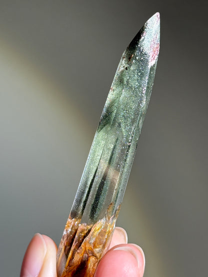 High Quality Shimmery Skinny Green Chlorite Tower, Brazil