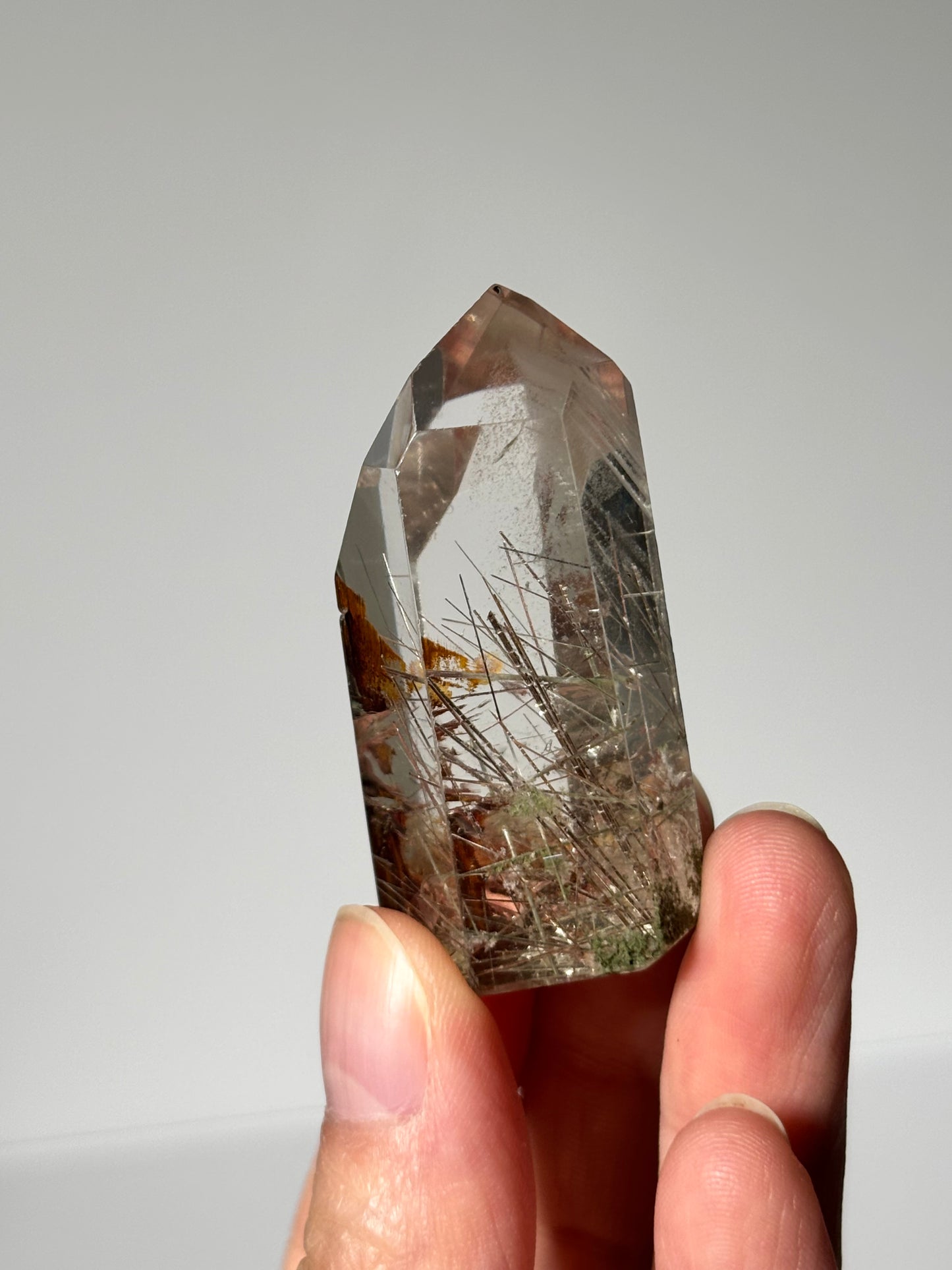 High Quality White Phantom Quartz With Silver Rutile Tower, Brazil