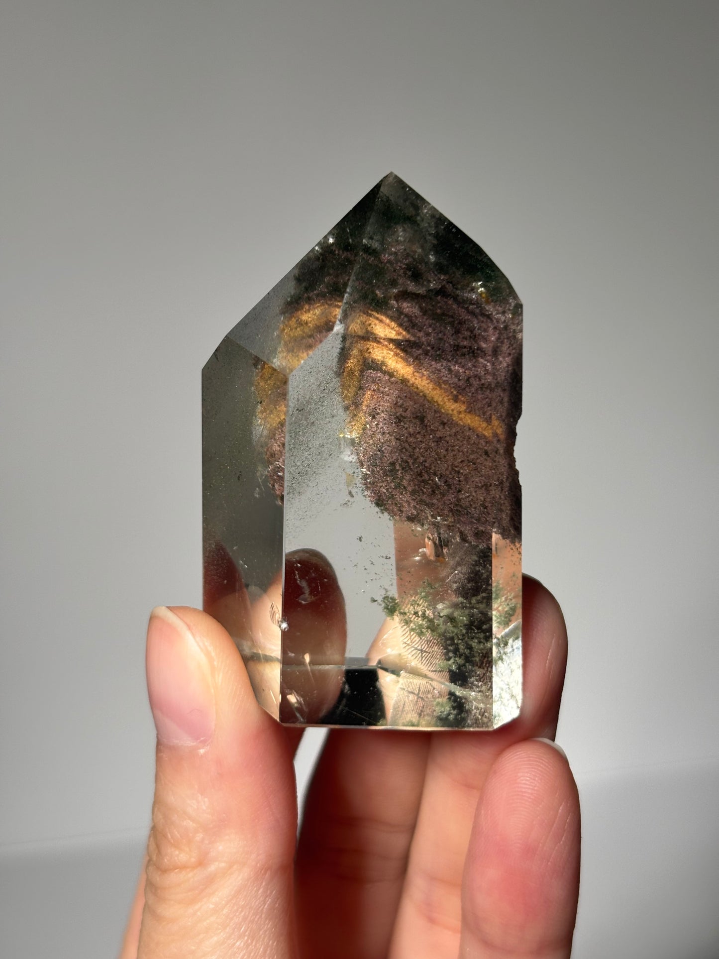 High Quality Water Clear Phantom Chlorite & Lodalite Tower, Brazil