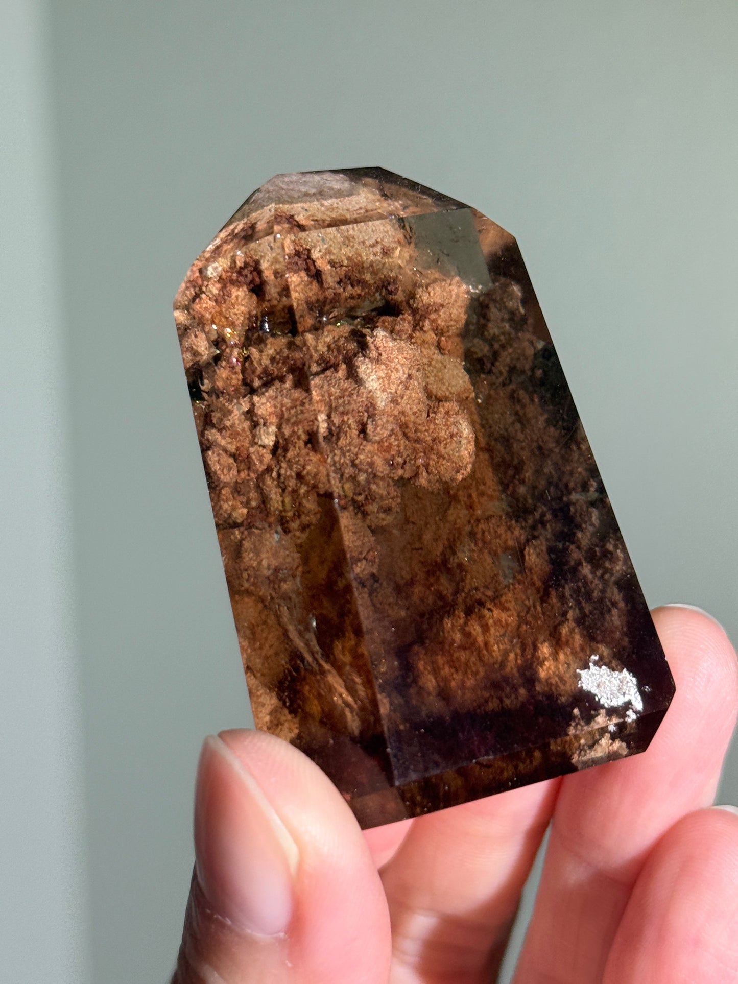 Rare Pink Lodalite in Smoky Quartz Tower, Brazil