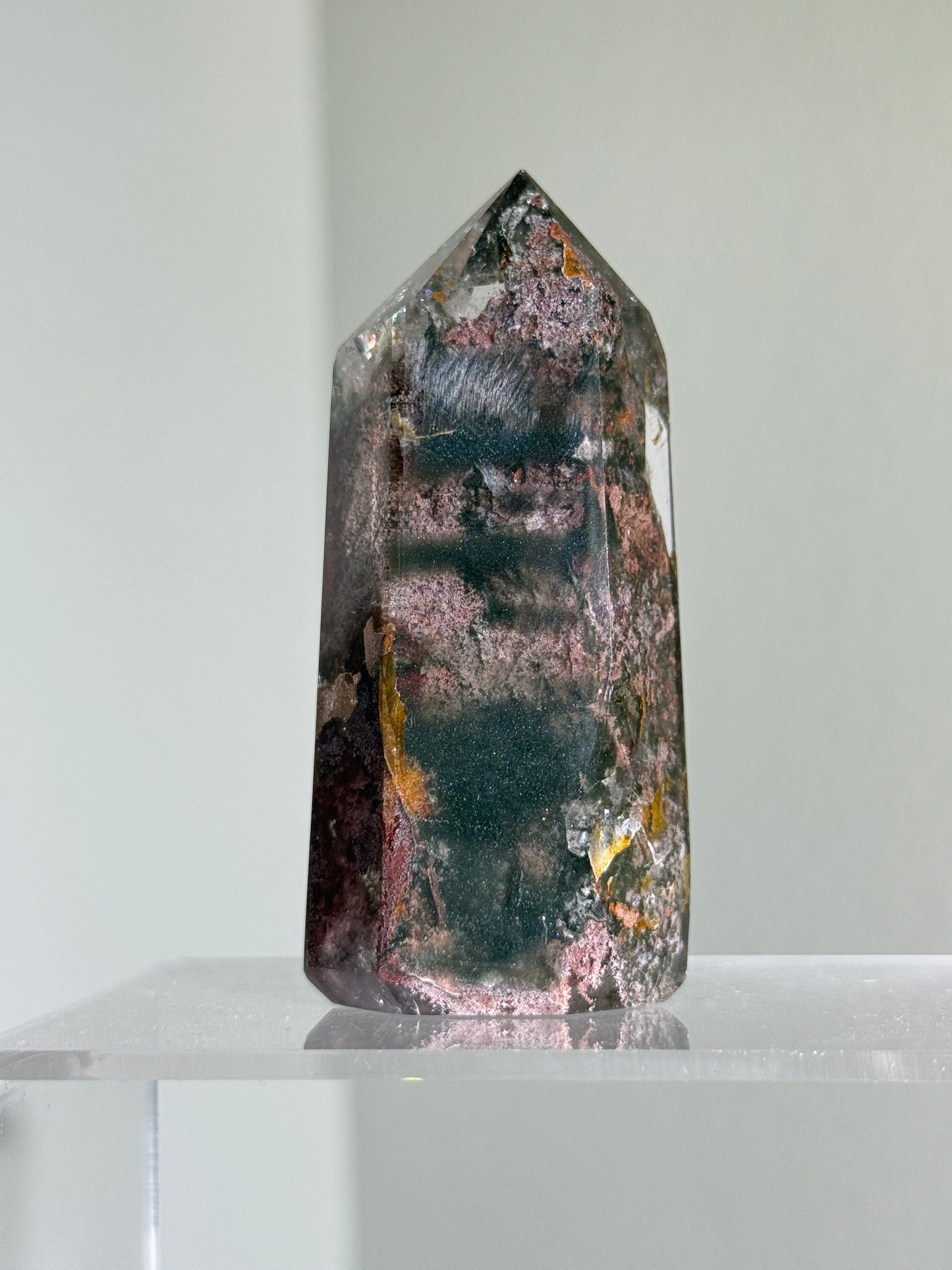 High Quality Large Water Clear Bright Pink Green Garden Quartz Tower, Zambia