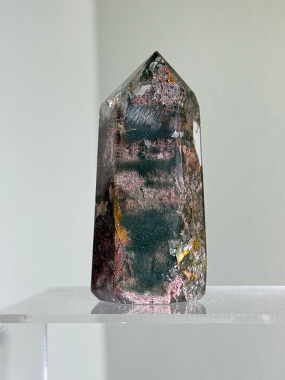 High Quality Large Water Clear Bright Pink Green Garden Quartz Tower, Zambia