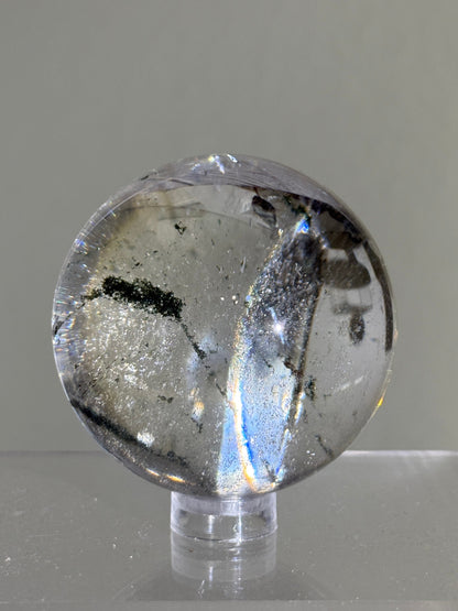 High Quality Rainbowy Green Phantom Chlorite Quartz Sphere, Brazil