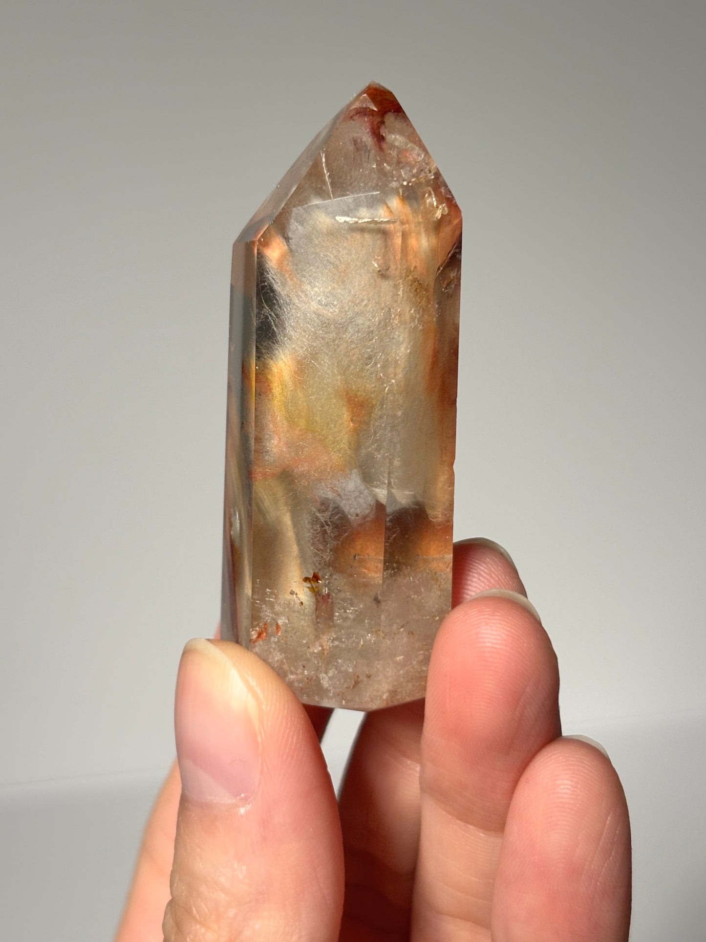 High Quality Water Clear Peachy Amphibole Quartz Tower, Brazil