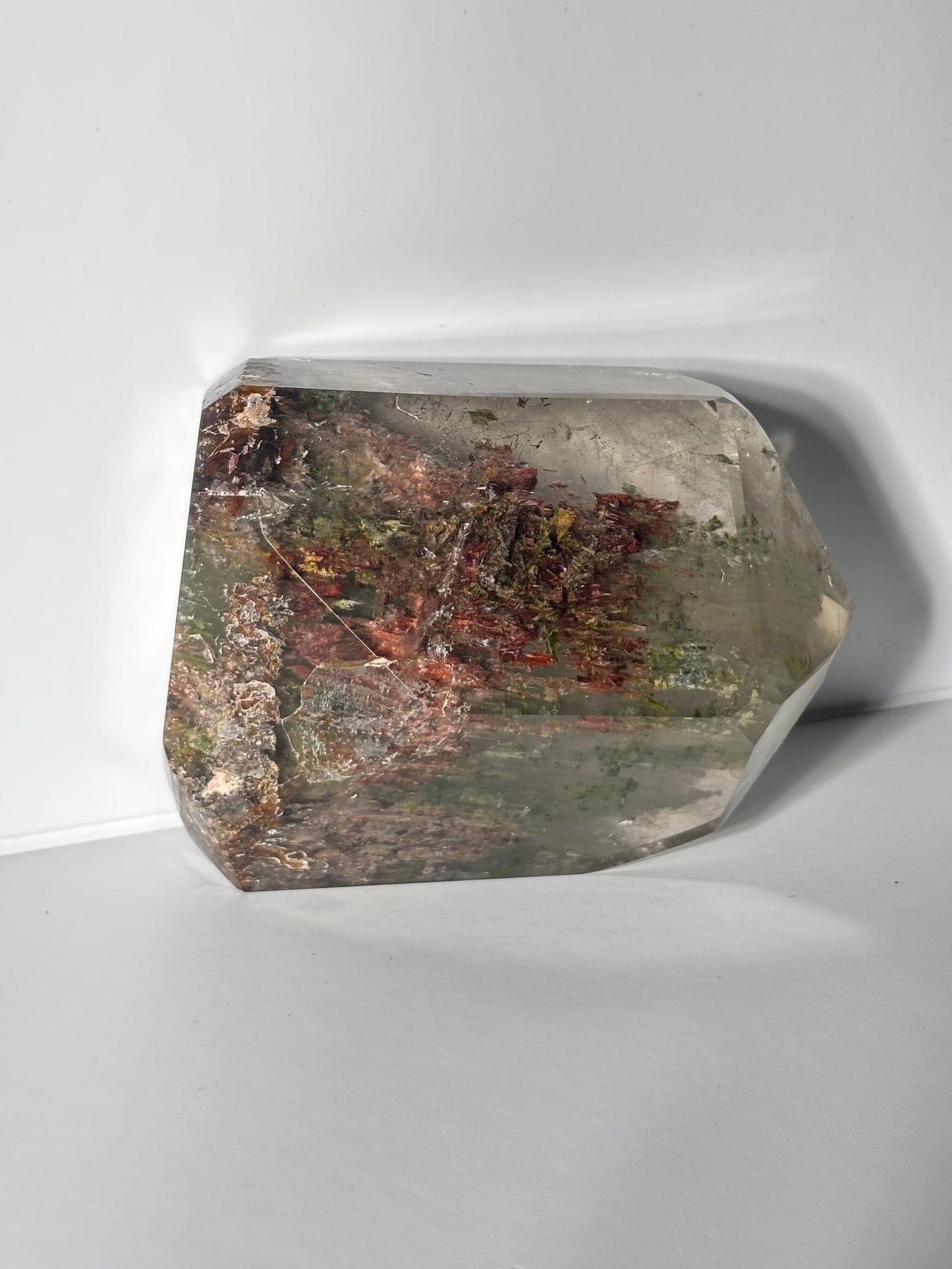 Large Collector’s Grade Bicolor Epidote x Green Amphibole Quartz Tower, Zambia
