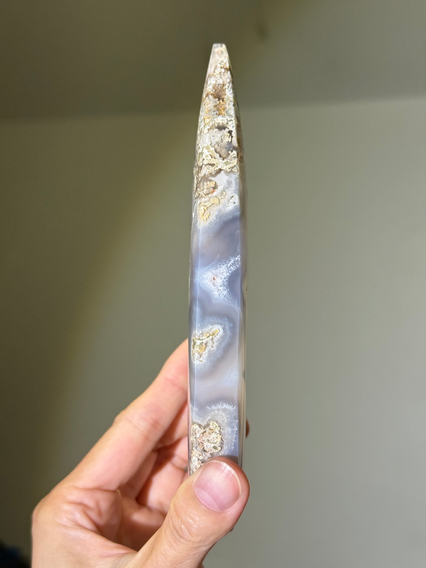 Large Druzy Moss Agate Flame
