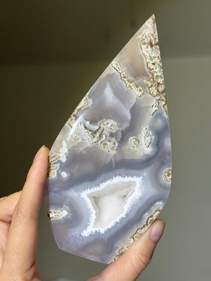 Large Druzy Moss Agate Flame
