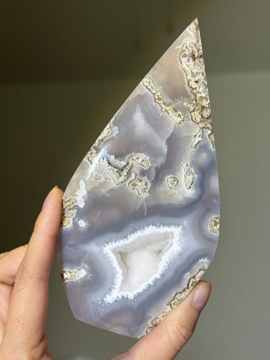 Large Druzy Moss Agate Flame