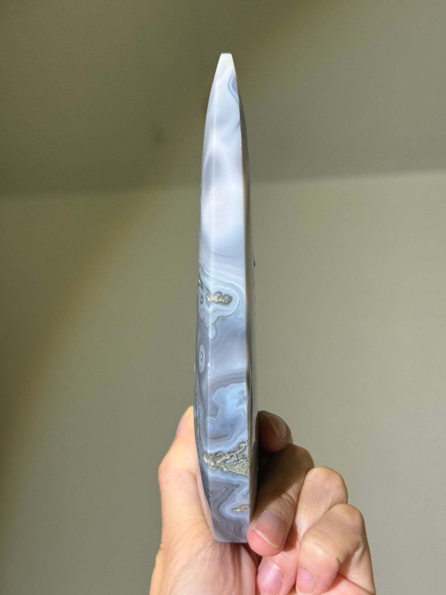 Large Gorgeous Blue Moss Agate Flame