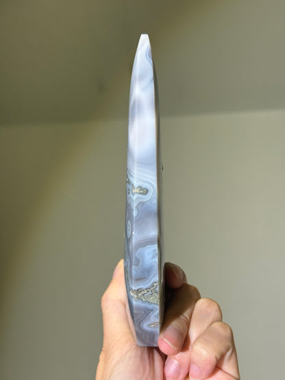 Large Gorgeous Blue Moss Agate Flame