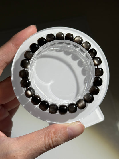 Silver Obsidian Bracelets, 8.5mm