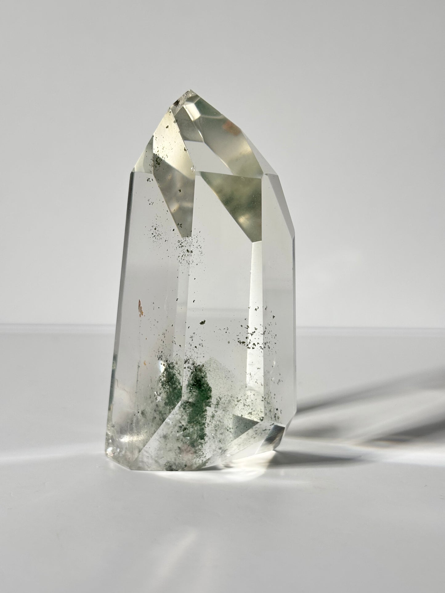 High Quality Large Rare Green Phantom Chlorite Tower With Hematite, Brazil