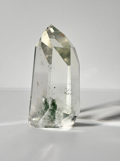 High Quality Large Rare Green Phantom Chlorite Tower With Hematite, Brazil