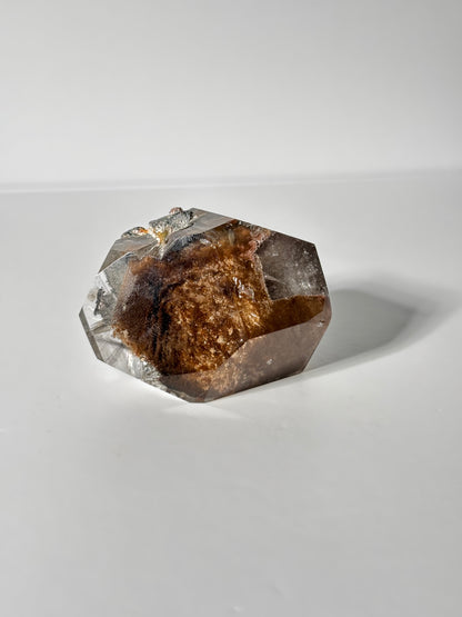 Rare Brown Phantom Lodalite Quartz Tower With Silver Rutile, Brazil