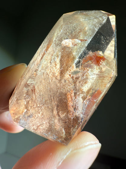 High Quality Unique Peachy Orange Lodolite in Quartz Tower, Brazil