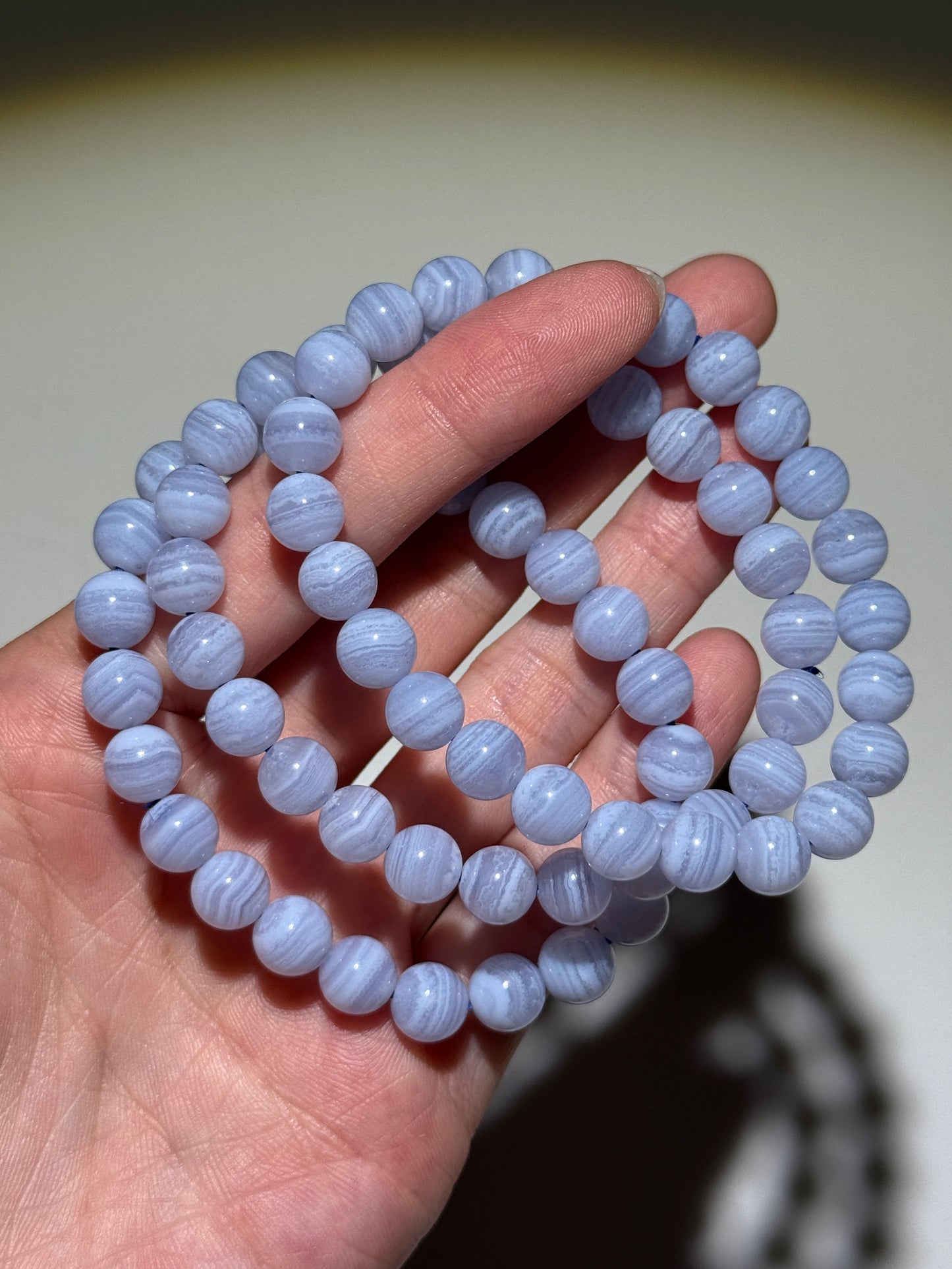 Blue Lace Agate Bracelets, 8mm