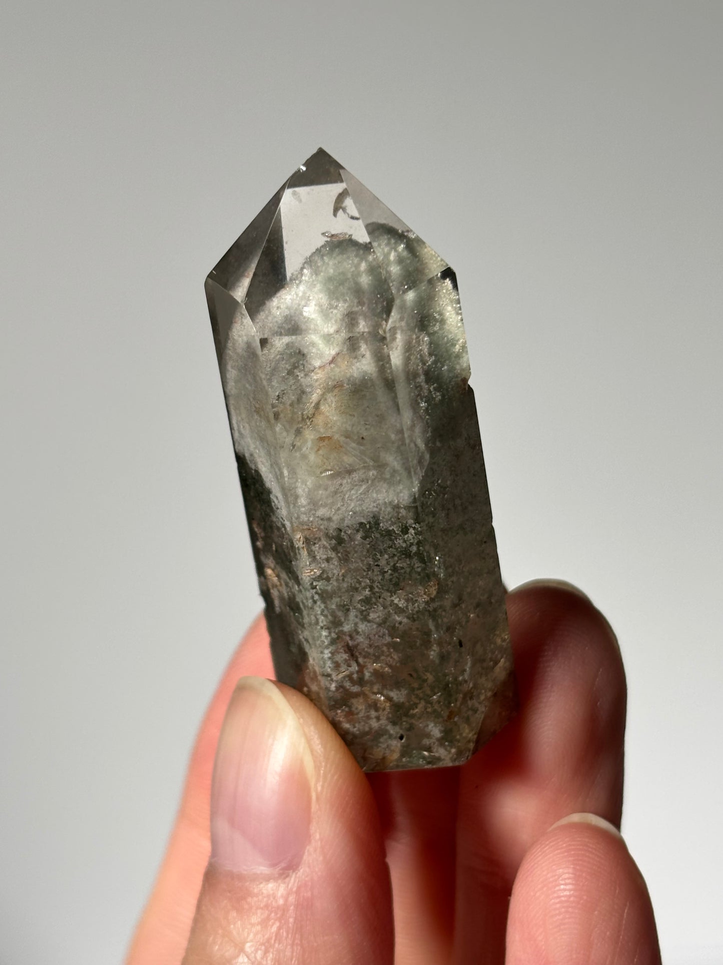 High Quality Sage Green Phantom Lodalite Tower, Brazil