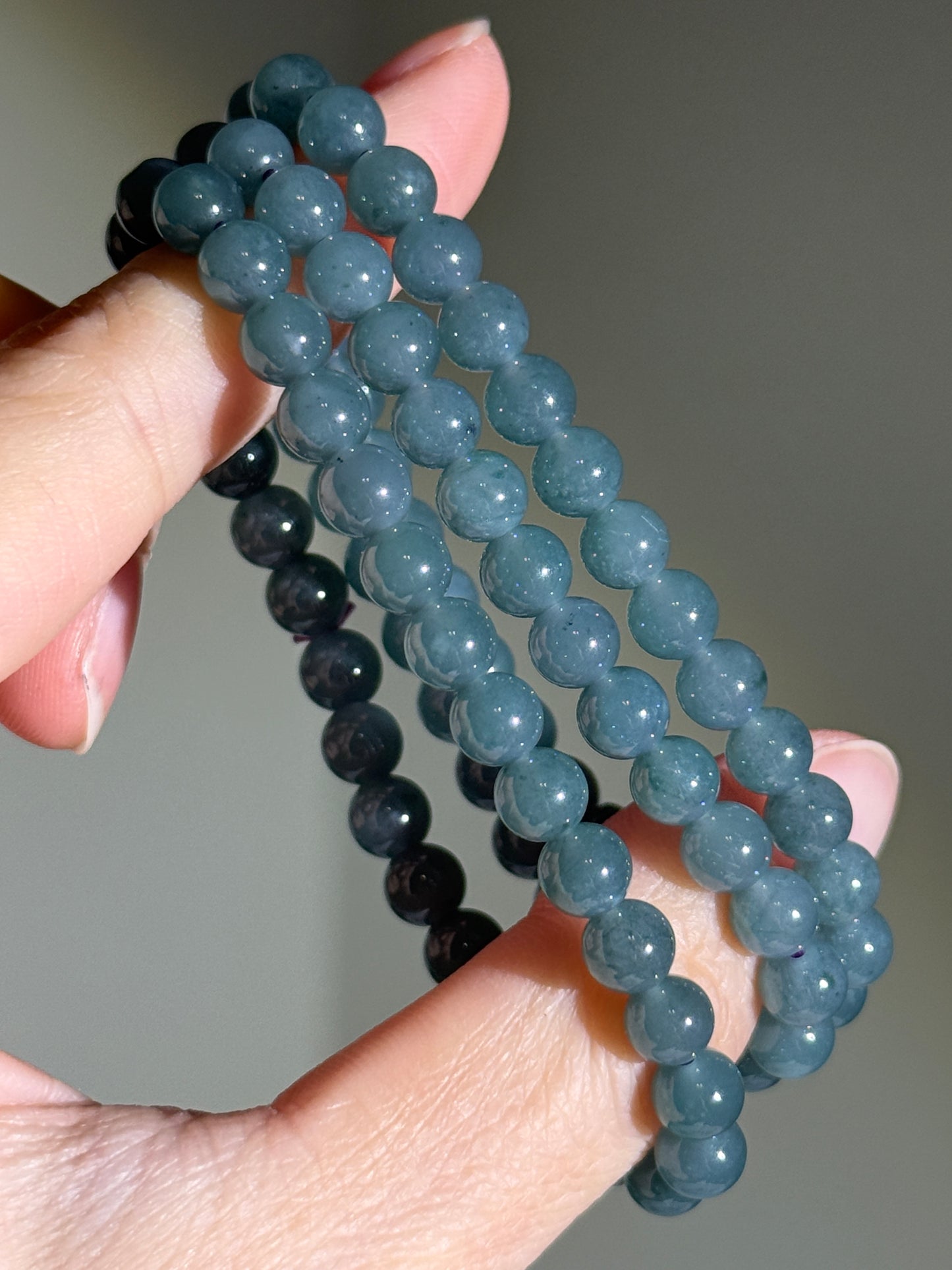 Blue Water Jade Bracelets, 6mm