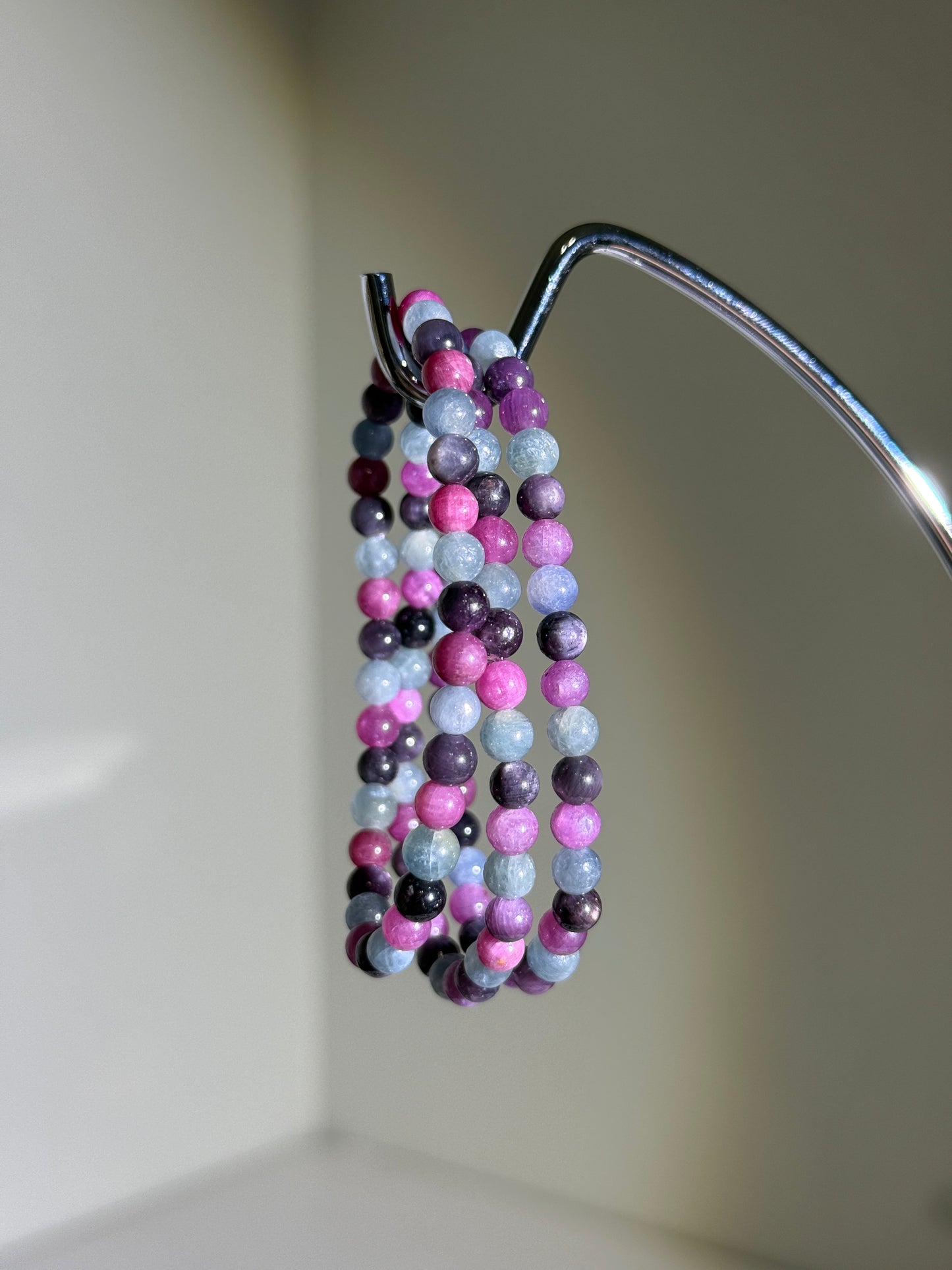 Ruby, Beryl & Sapphire Bracelet, 4.5-5mm