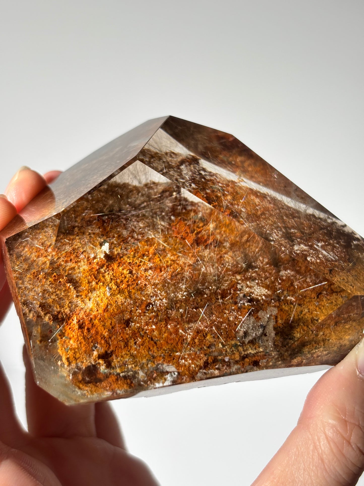 Statement Rare Orange Lodalite With Silver Starburst Rutile Freeform, Brazil